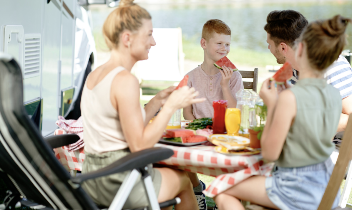 Happy campers enjoying a successful campground.