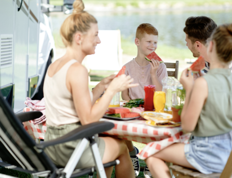 Happy campers enjoying a successful campground.