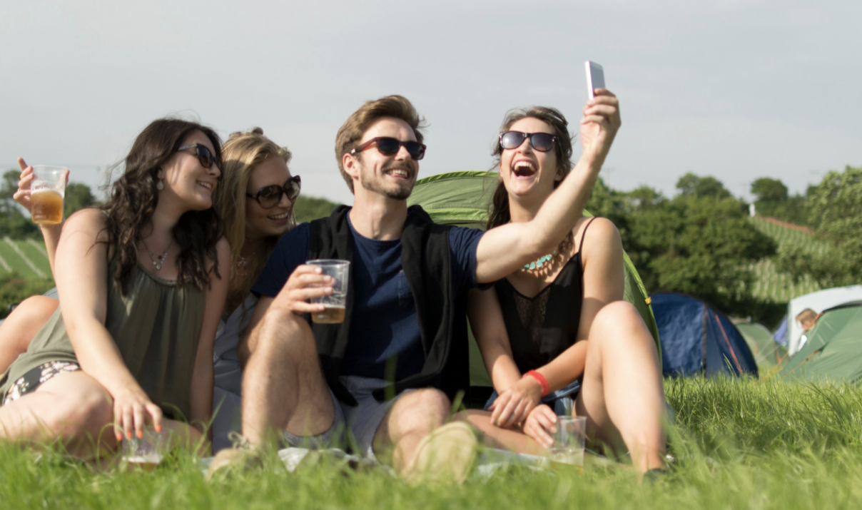 Campers enjoying the WiFi offered at their RV park.