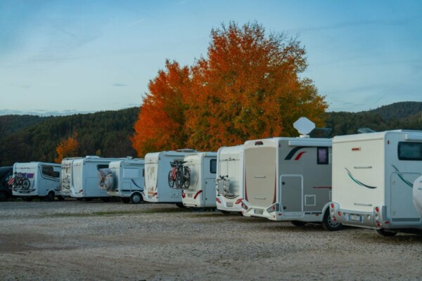 RV park with RVs in the United States in autumn