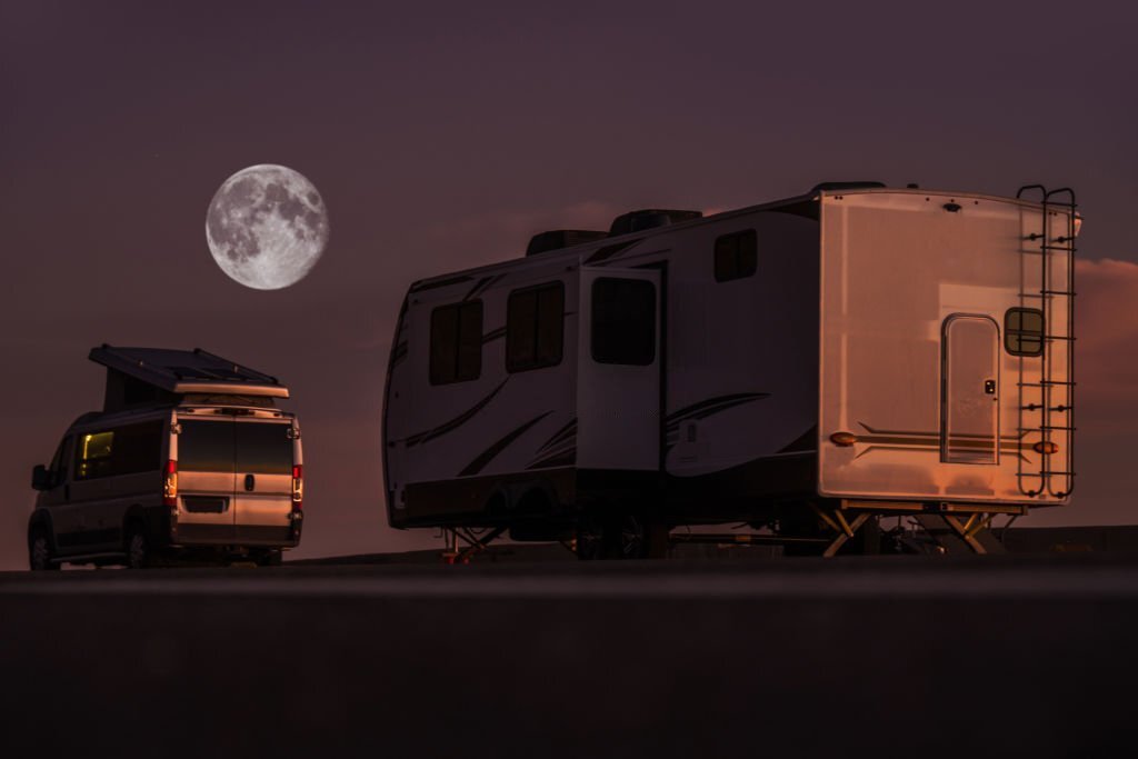 Full moon in campground