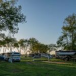 Camping in a motorhome at a campsite in a Rv resort