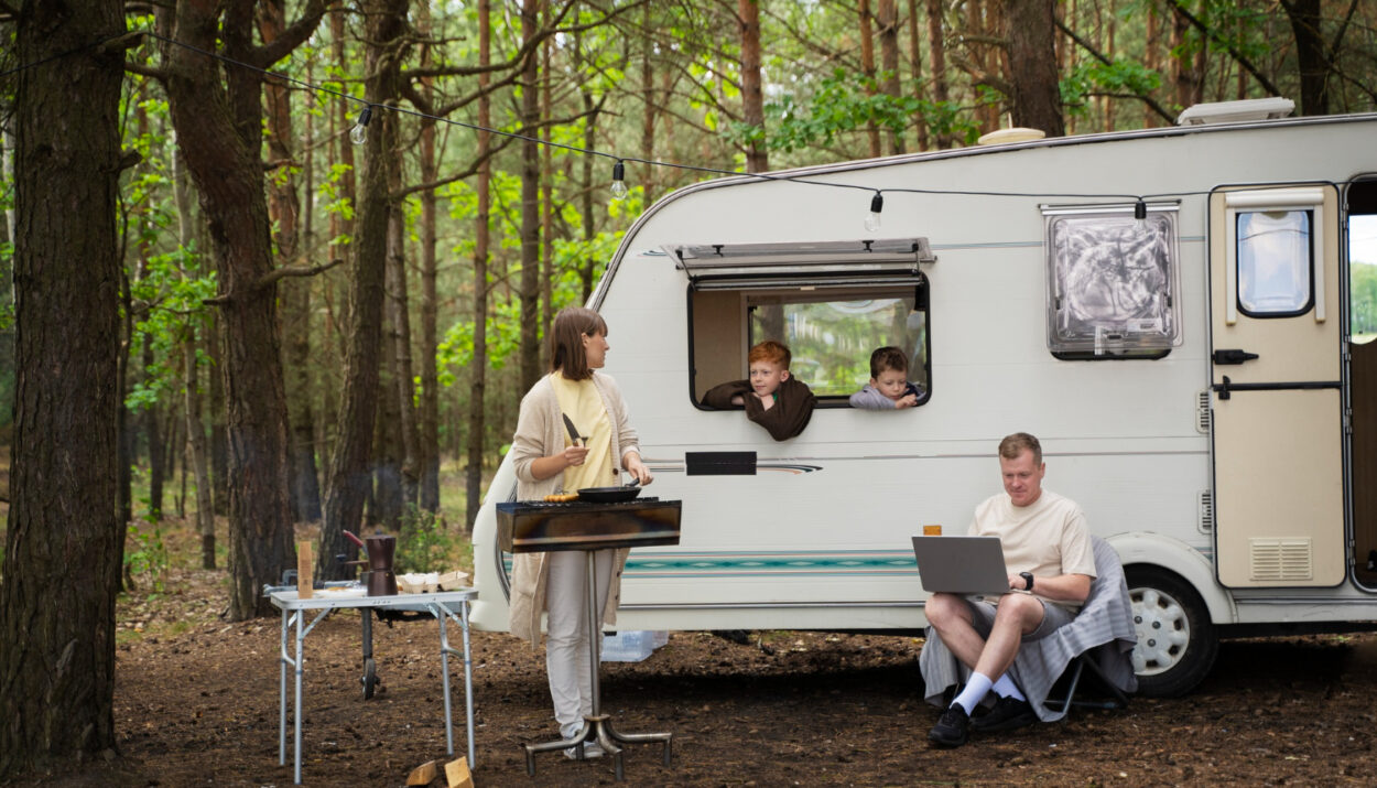 family enjoying a day in nature in their campground