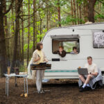 family enjoying a day in nature in their campground