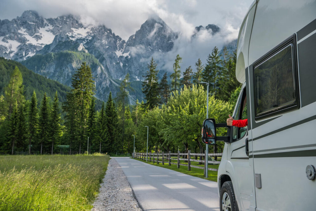 a man traveling to his next rv park spot reserved using campground booking software 