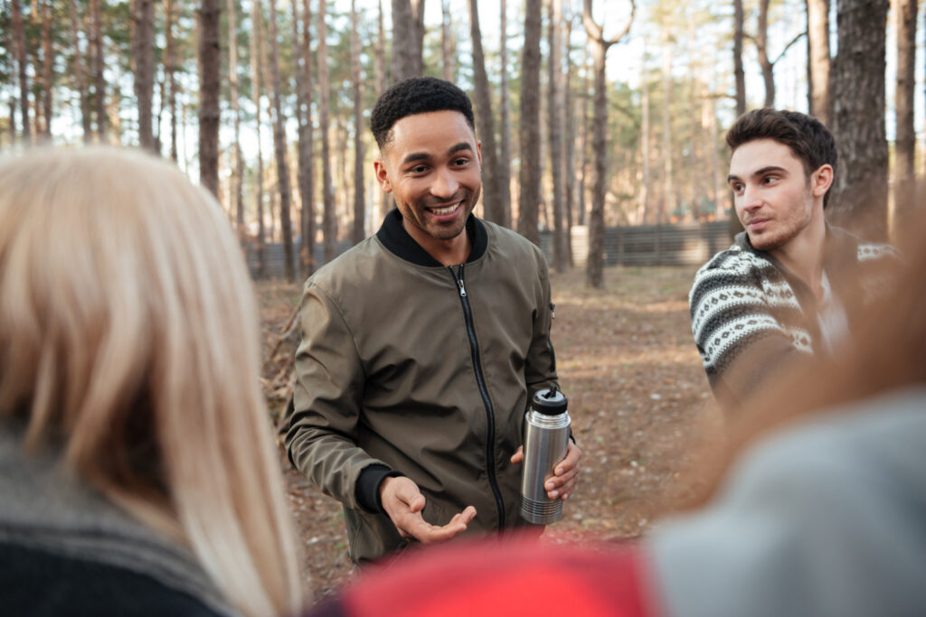 a member of a RV park staff explaining the day to the guests