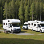 a group of camper vans staying in a camping site using reservation software