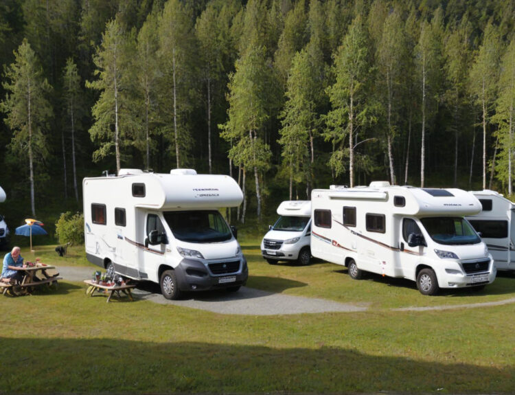 a group of camper vans staying in a camping site using reservation software