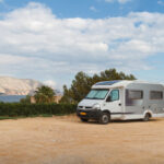 Camper van stayig in a mountain