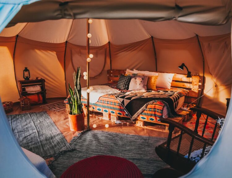 an inside view of a glamping spot tent using reservation software