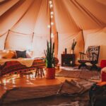 an inside view of a glamping site